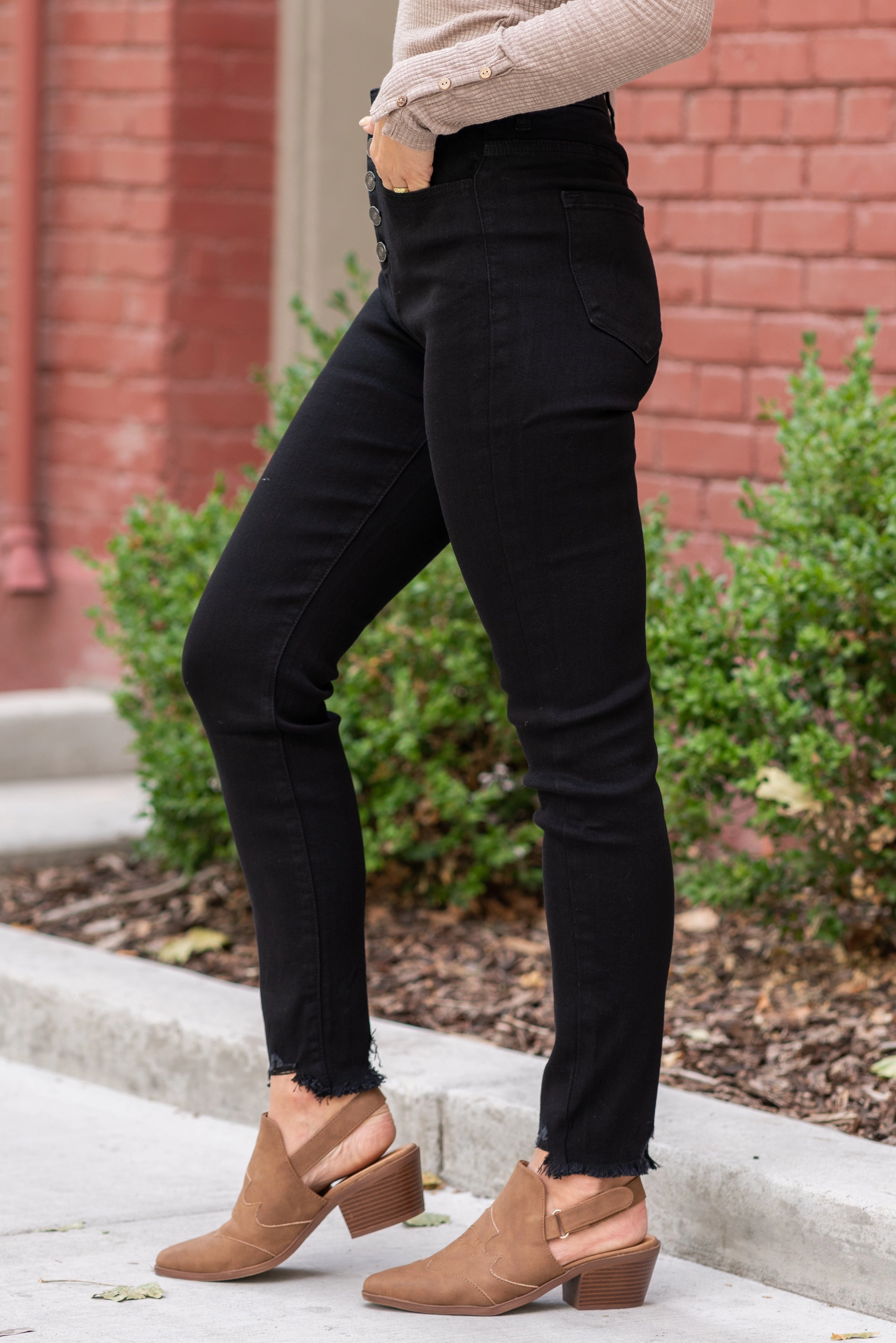 KanCan East Hartford High Rise Button Fly Black Skinny Jeans Regular & Plus Sizes Neutral Loose Travel Essential