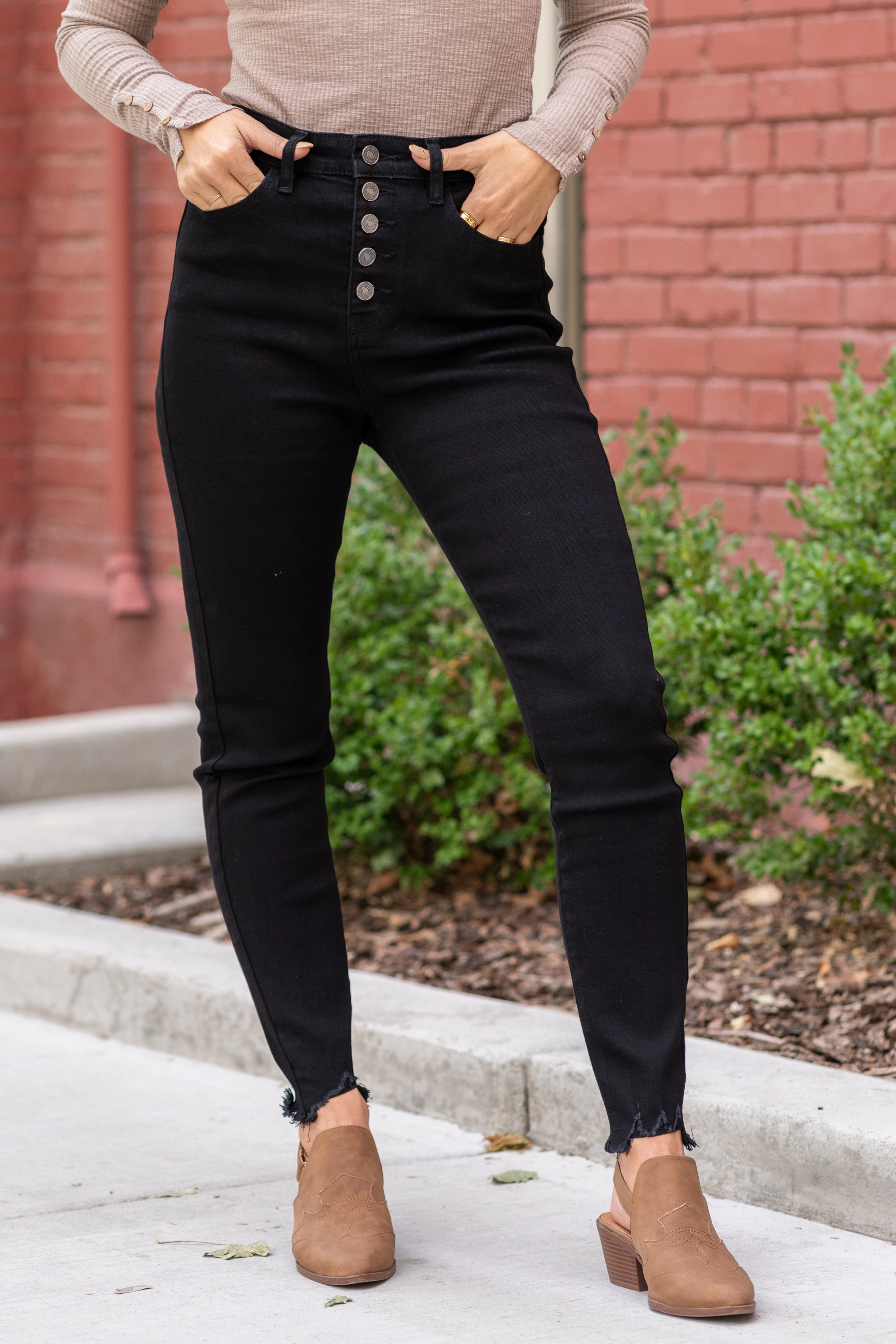 KanCan East Hartford High Rise Button Fly Black Skinny Jeans Regular & Plus Sizes Utility Basic Premium Quality