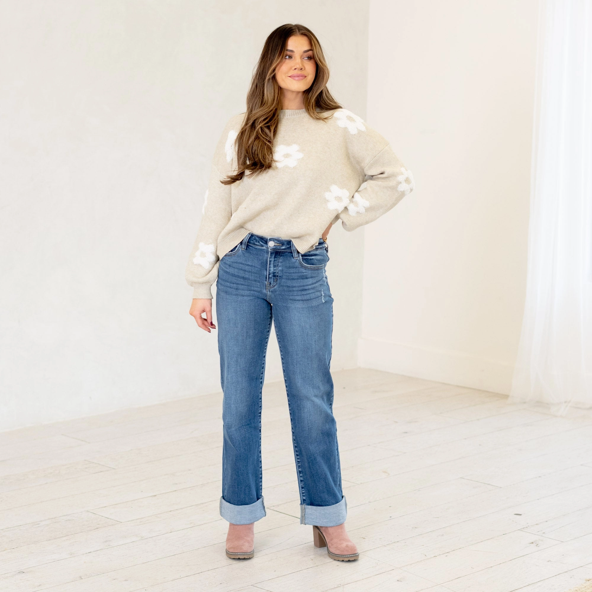 KanCan Ivanna High Rise Wide Leg Jeans Medium Blue Wash Common Wear Outdoor Enthusiast Premium Home Comfort