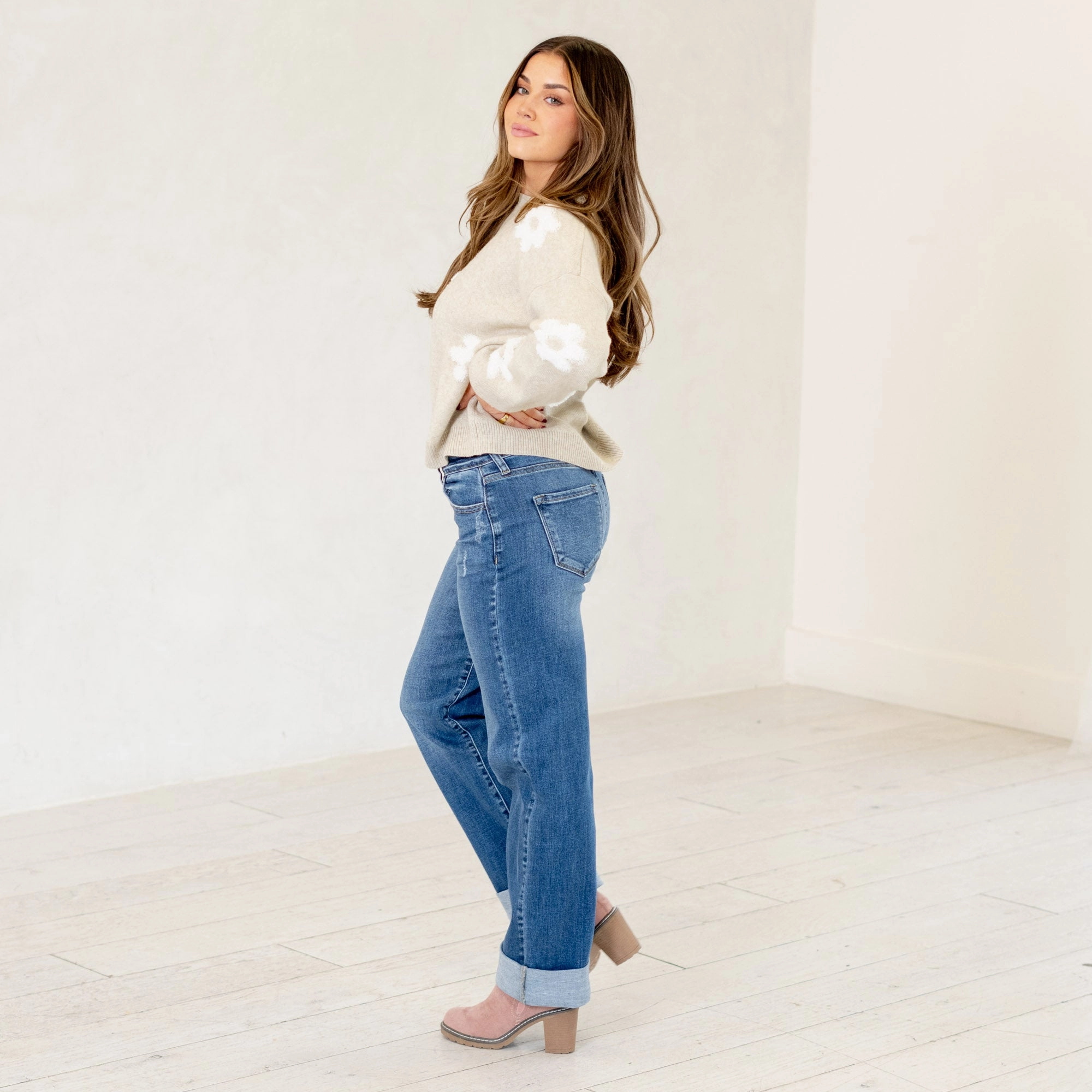 Lightweight Morning Stroll KanCan Ivanna High Rise Wide Leg Jeans Medium Blue Wash