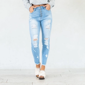 KanCan Lola High Rise Super Skinny Jeans Light Blue Wash Faded Wash Lightweight Morning Stroll