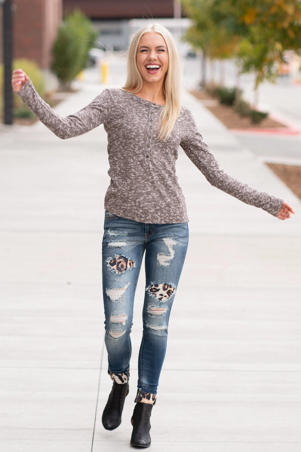 KanCan Mason Mid Rise Leopard Patch Skinny Jeans Dark Blue Wash Weather Proof Traveler Gear Morning Stroll