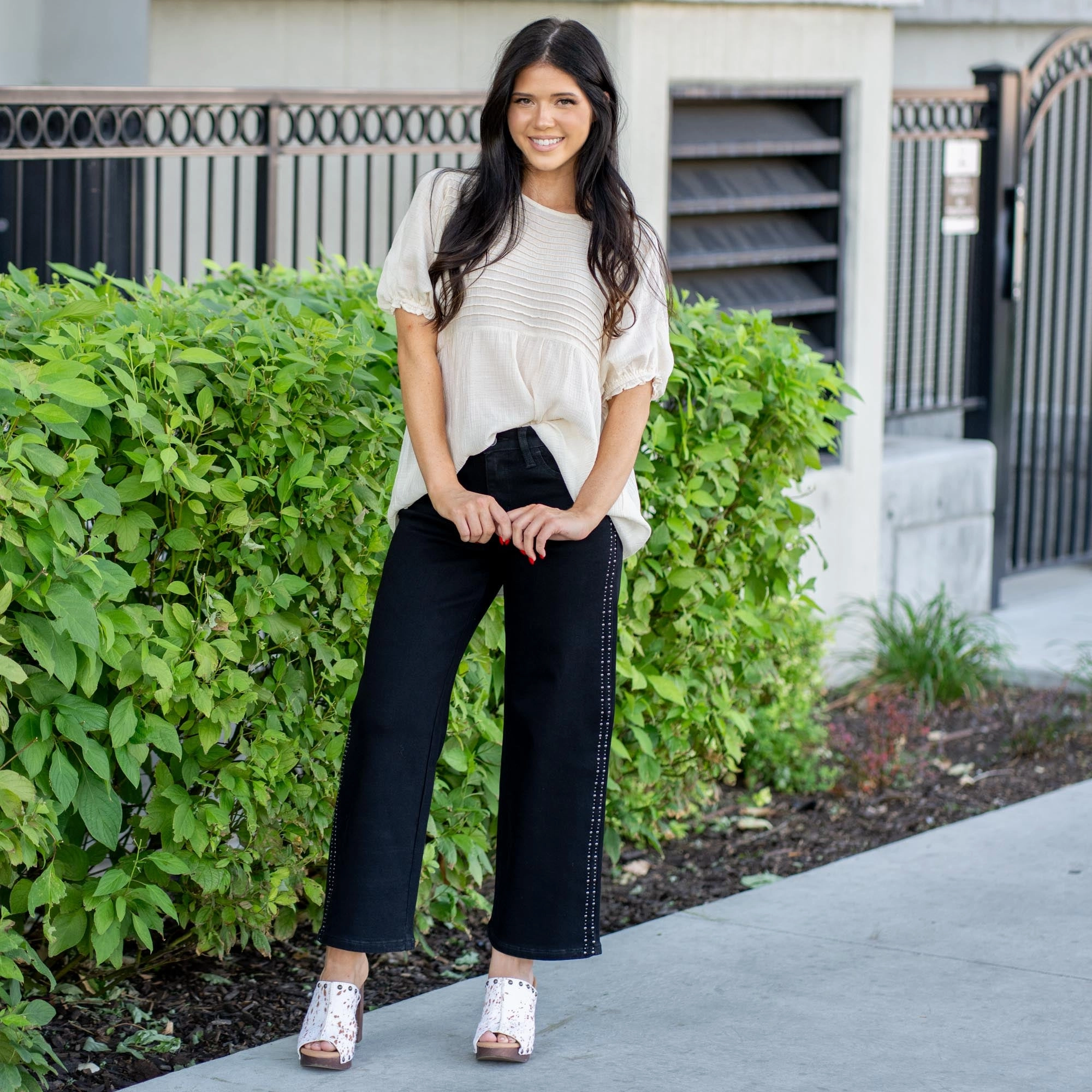 KanCan Sterling High Rise Crop Wide Leg Jeans Black Holiday Vibes Evening Stroll Picnic Style Simple Outfit