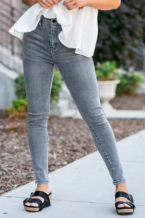 Date Night Casual Friday KanCan Zendaya High Rise Skinny Jeans Grey Wash