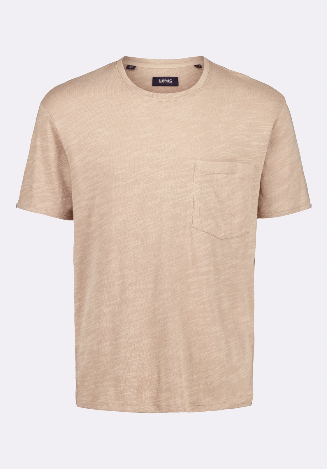Stretch Material Kander Men's Slub Knit Crew Neck Pocket T-Shirt, Tuffet Beige - BM24606