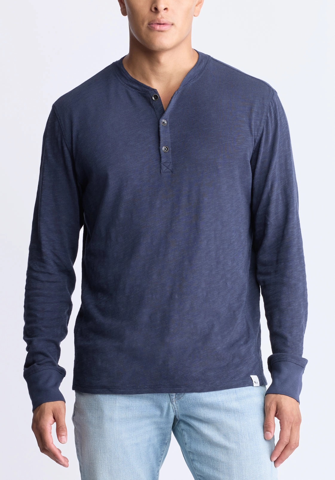 Kandid Men's Long-Sleeve Henley Top, Midnight Blue - BM24522 Smooth Stitching Microfiber texture