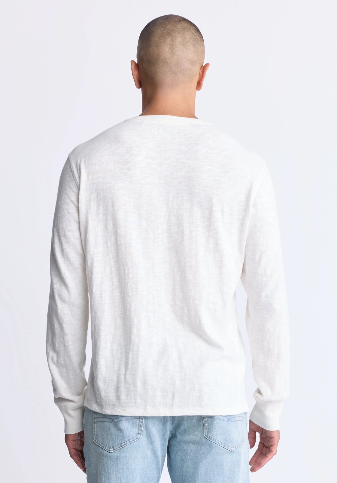 Kandid Men's Long-Sleeve Henley Top, Milk - BM24522 HiddenPocket