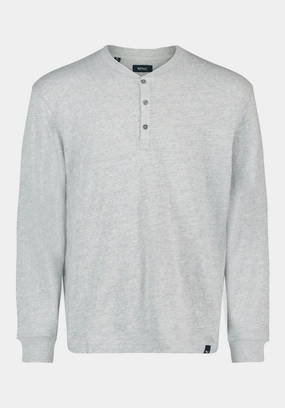 Biodegradable Fiber Composition Kandid Men's Long-Sleeve Relaxed Henley Top, Heather Grey - BM24660