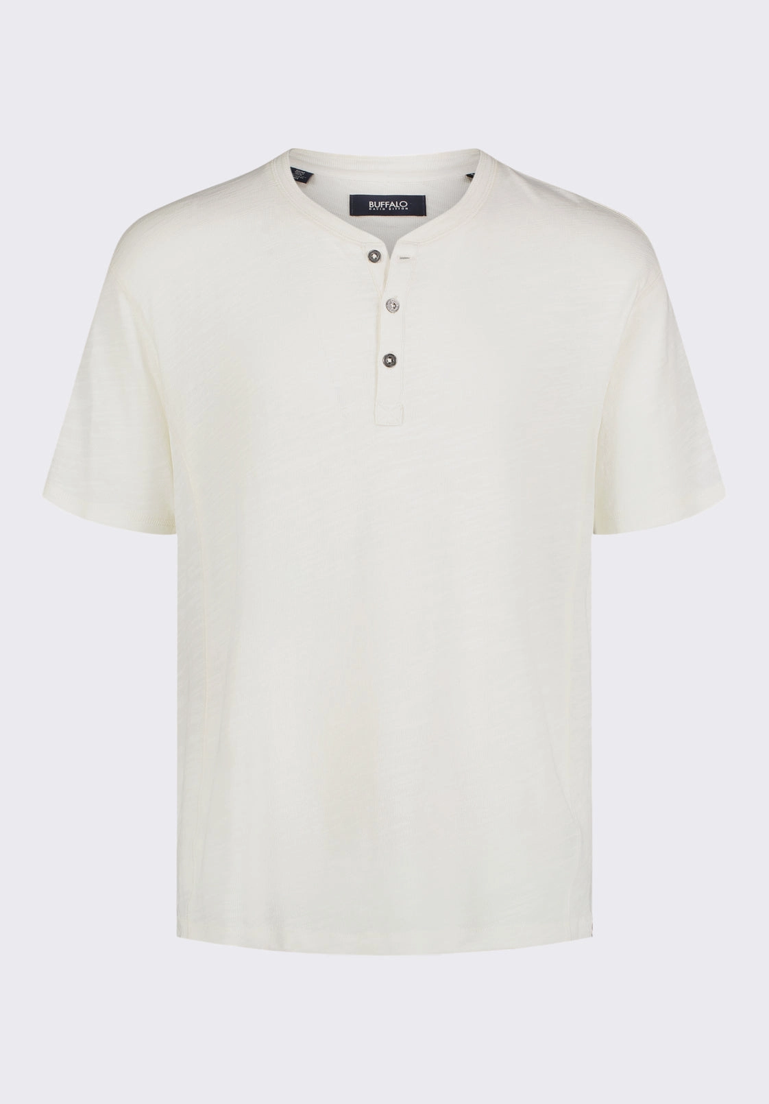 Kandido Men's Short Sleeve Slub Jersey Relaxed Henley Top, Milk - BM24605 Printed Hoodie