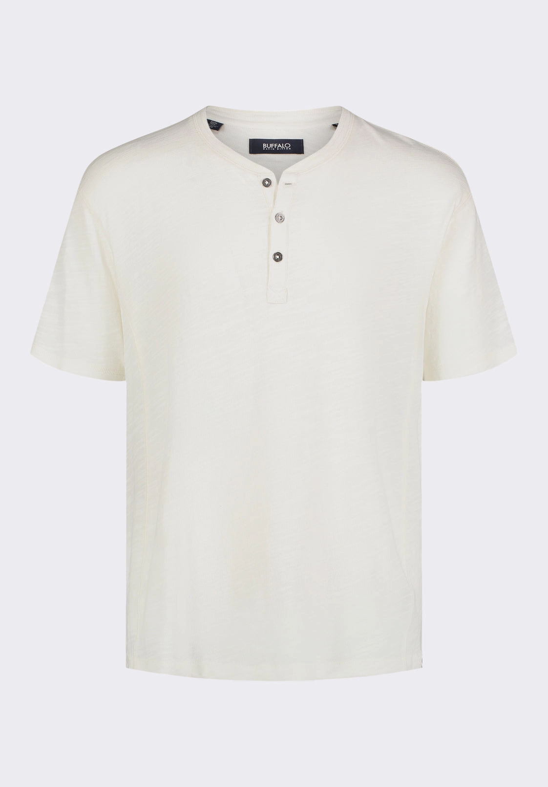 slim fit ShockAbsorbing Kandido Men's Short Sleeve Slub Jersey Relaxed Henley Top, Milk - BM24605