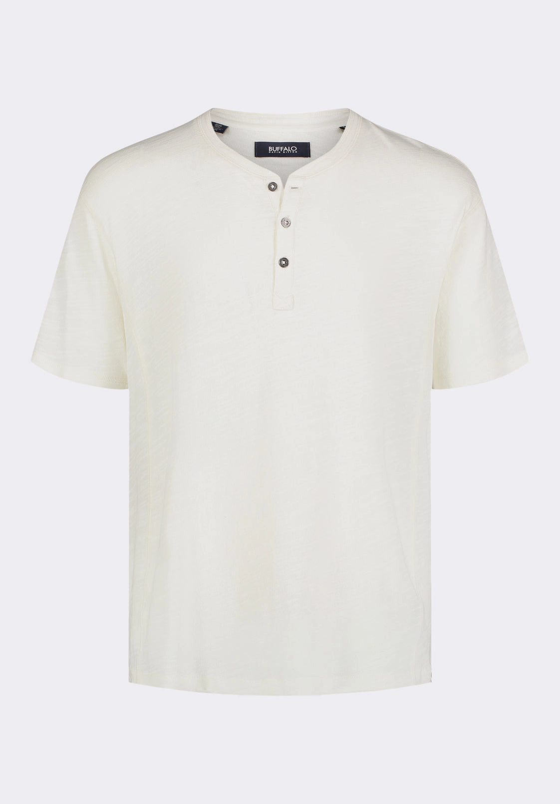 Kandido Men's Short Sleeve Slub Jersey Relaxed Henley Top, Milk - BM24605 Hidden Pocket High Visibility Trim