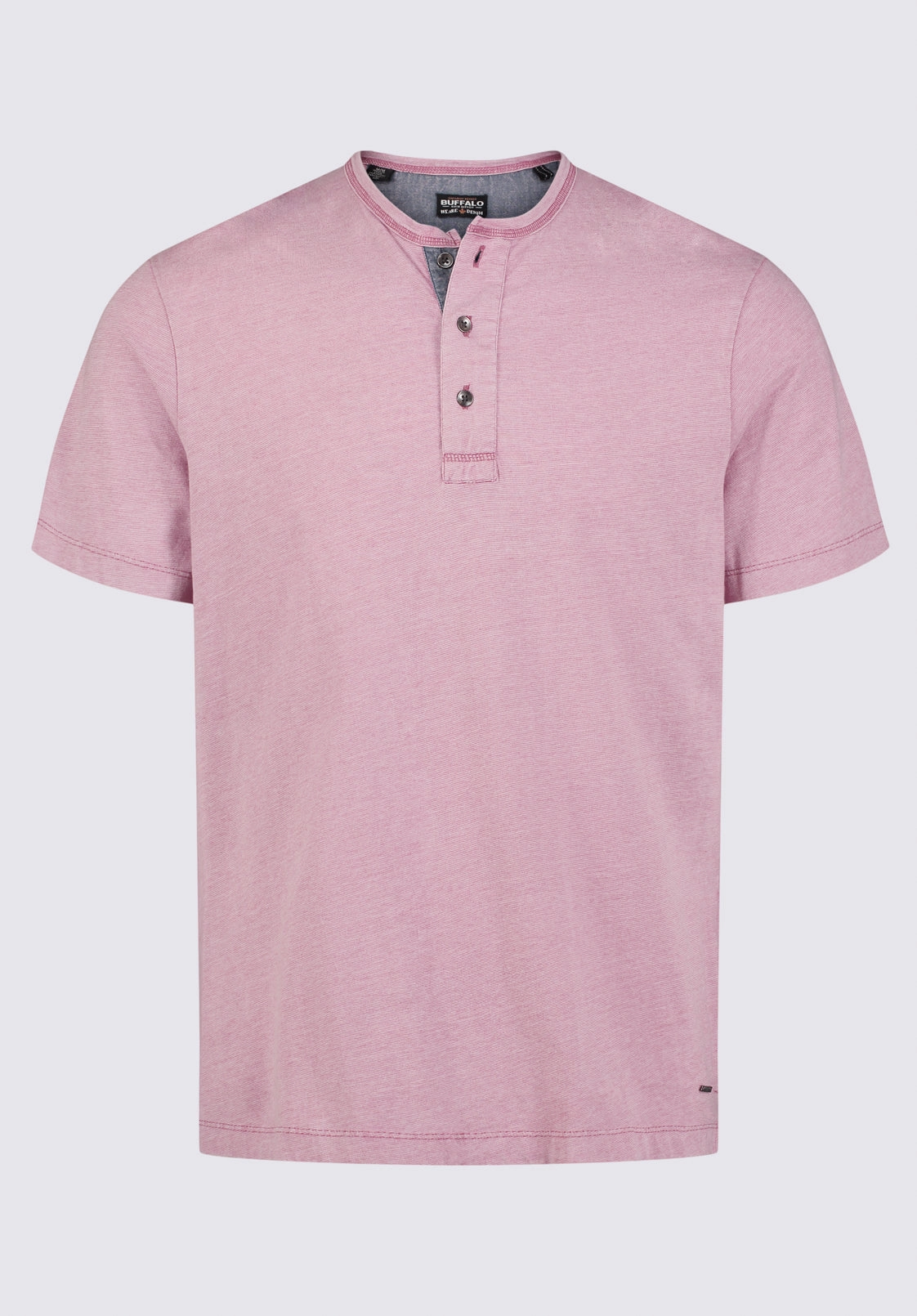 Microfiber texture Kandy Men's Short Sleeve Henley, Light Pink - BM24387