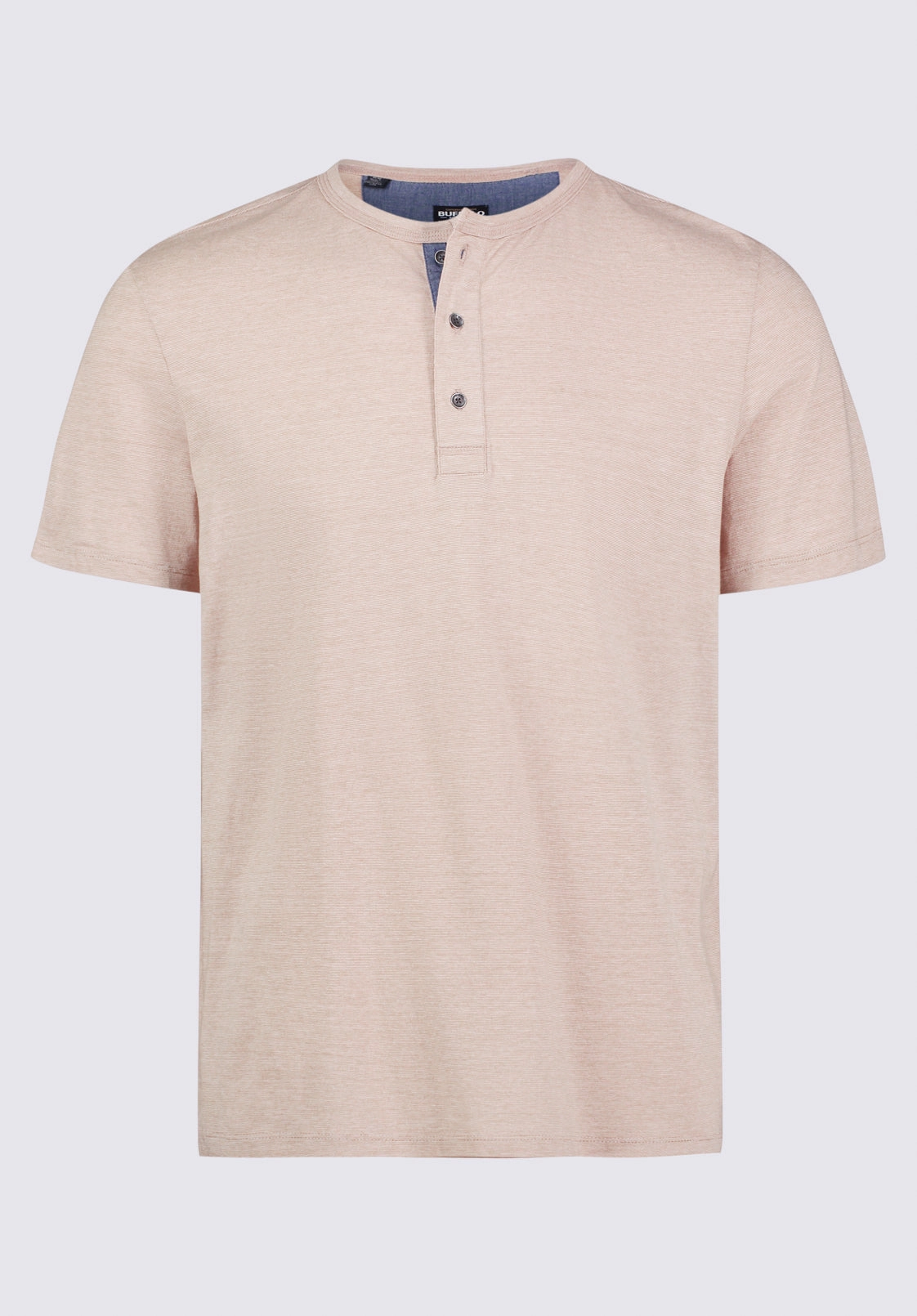 Convertible Neckline BrushedInnerSurface Kandy Men's Short Sleeve Henley, Tan - BM24387