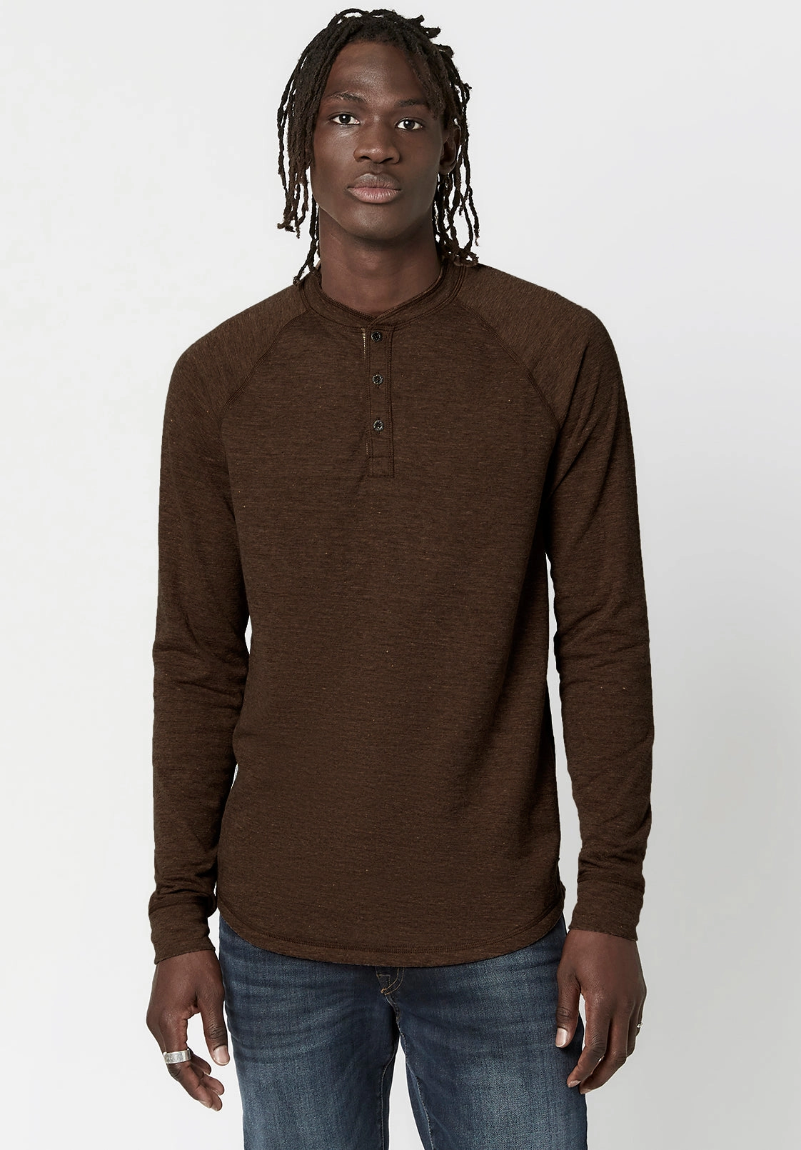 Kariver Henley Long Sleeve Henley in Chocolate - BM23368 FadeResistant Dye OdorResistant