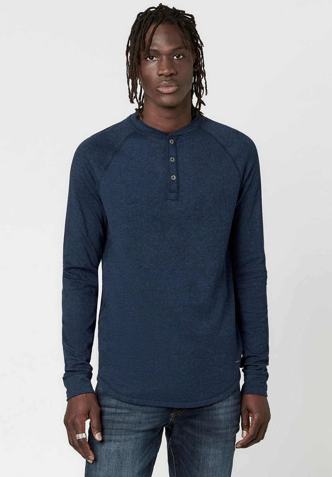 Kariver Henley Long Sleeve Henley in Midnight Blue - BM23368 Hidden Zipper Pocket QuickDry