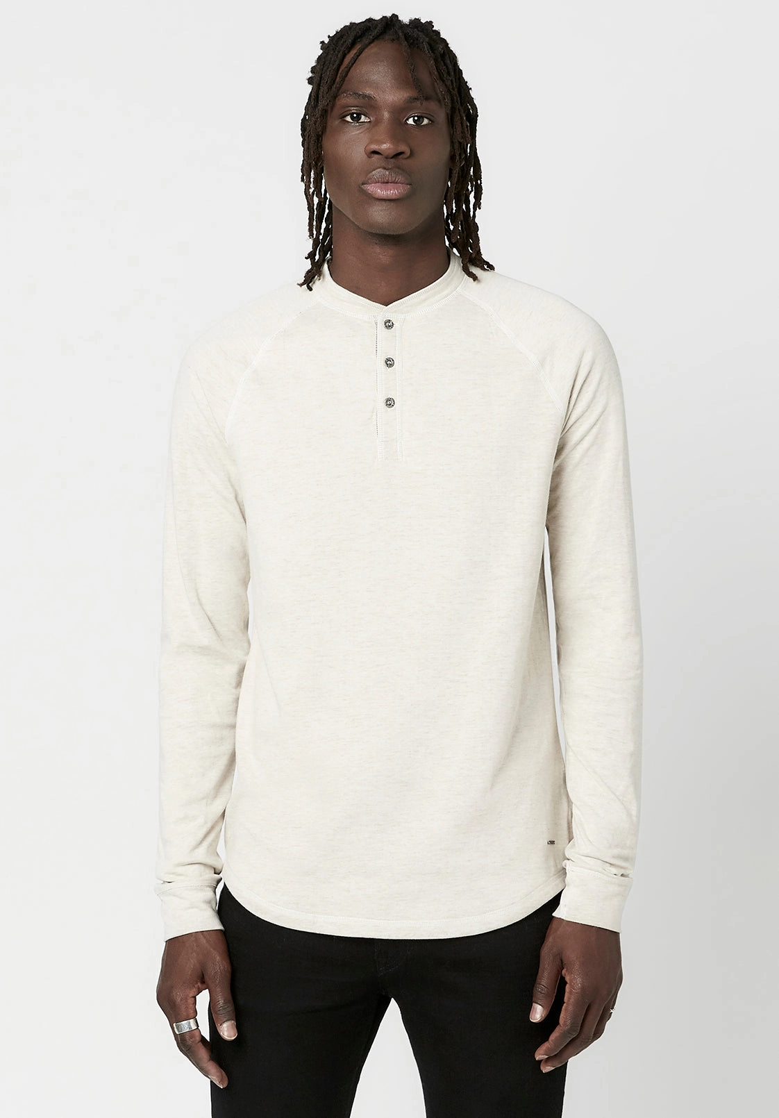 Kariver Henley Long Sleeve Henley in Milk - BM23368 Eco Friendly Dye