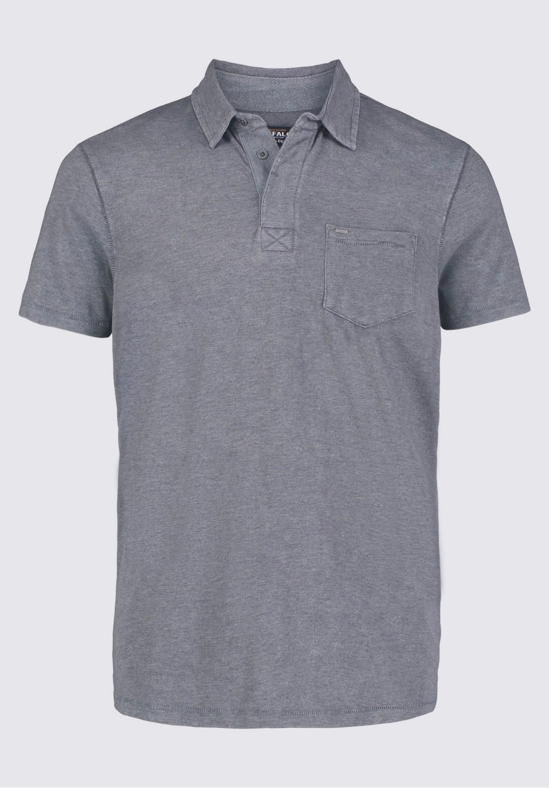 DoubleStitched Hem Minimalist Stitching Kasper Men's Short-Sleeve Polo in Charcoal Grey - BM24233