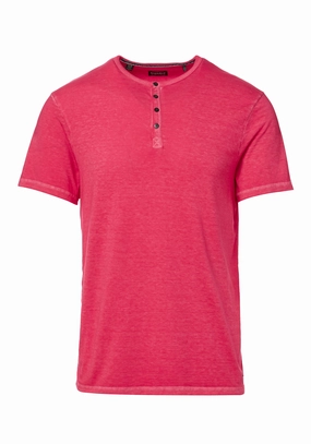Summer Dress SweatWicking Fabric Kasum Men's Buttoned Henley T-Shirt in Fushia - BM23835