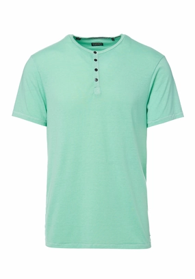 Kasum Men's Buttoned Henley T-Shirt in Teal - BM23835 Reinforced Seam Technique Contoured Armhole Design