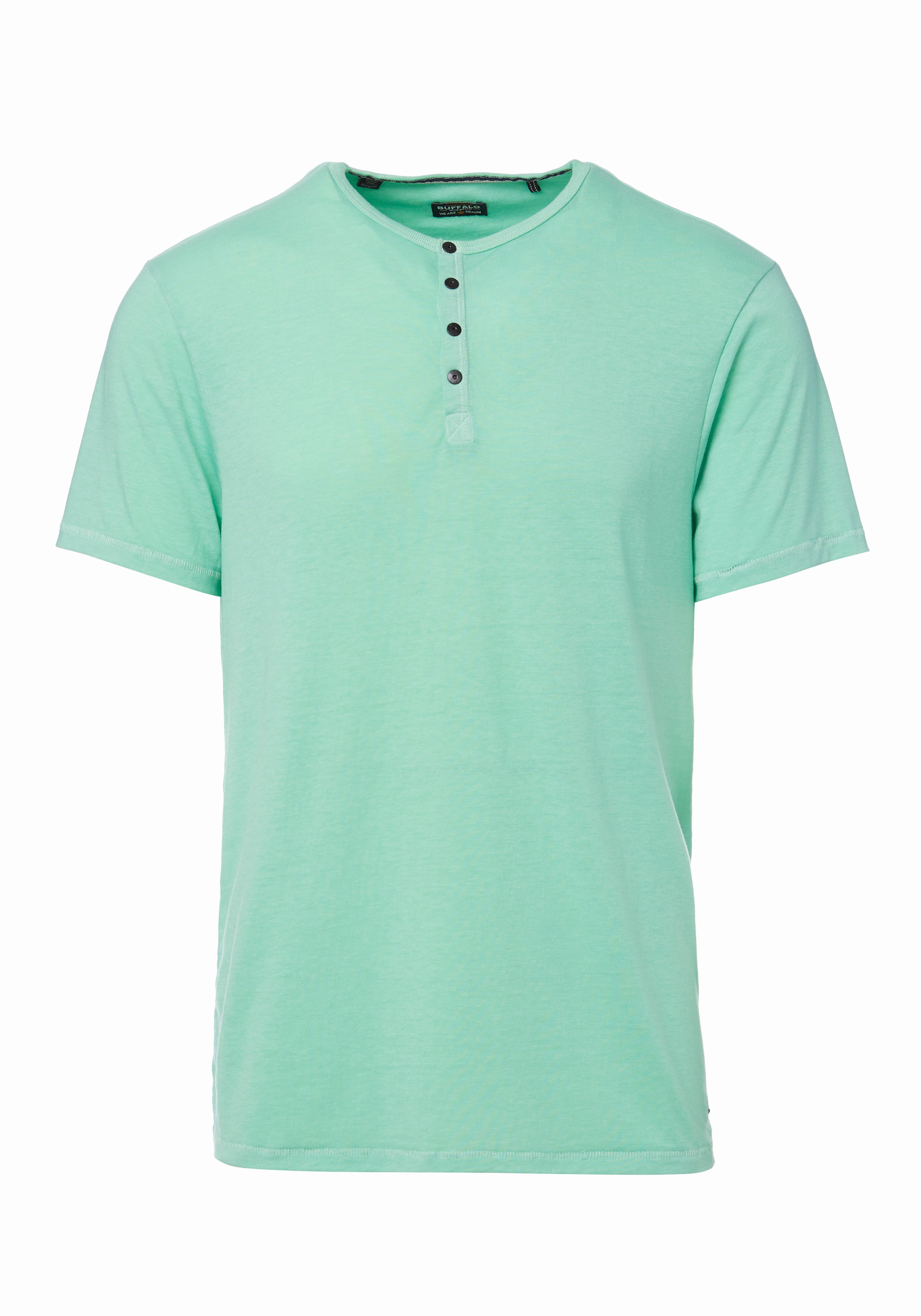 AntiSnagYarnProcessing Kasum Men's Buttoned Henley T-Shirt in Teal - BM23835