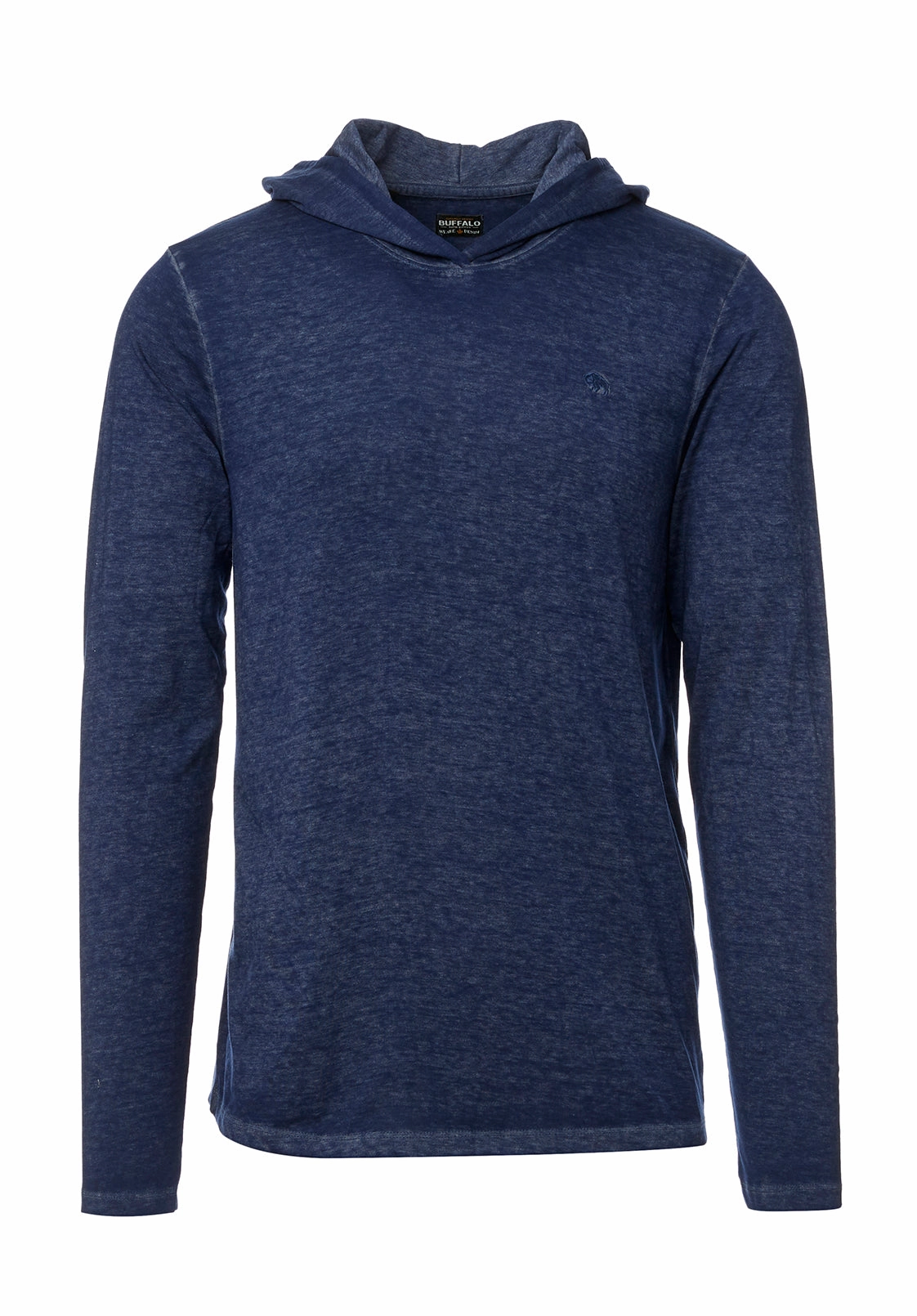 Kathim Men??s Long-Sleeve Top Navy - BM24051 Two Tone Texture Effect