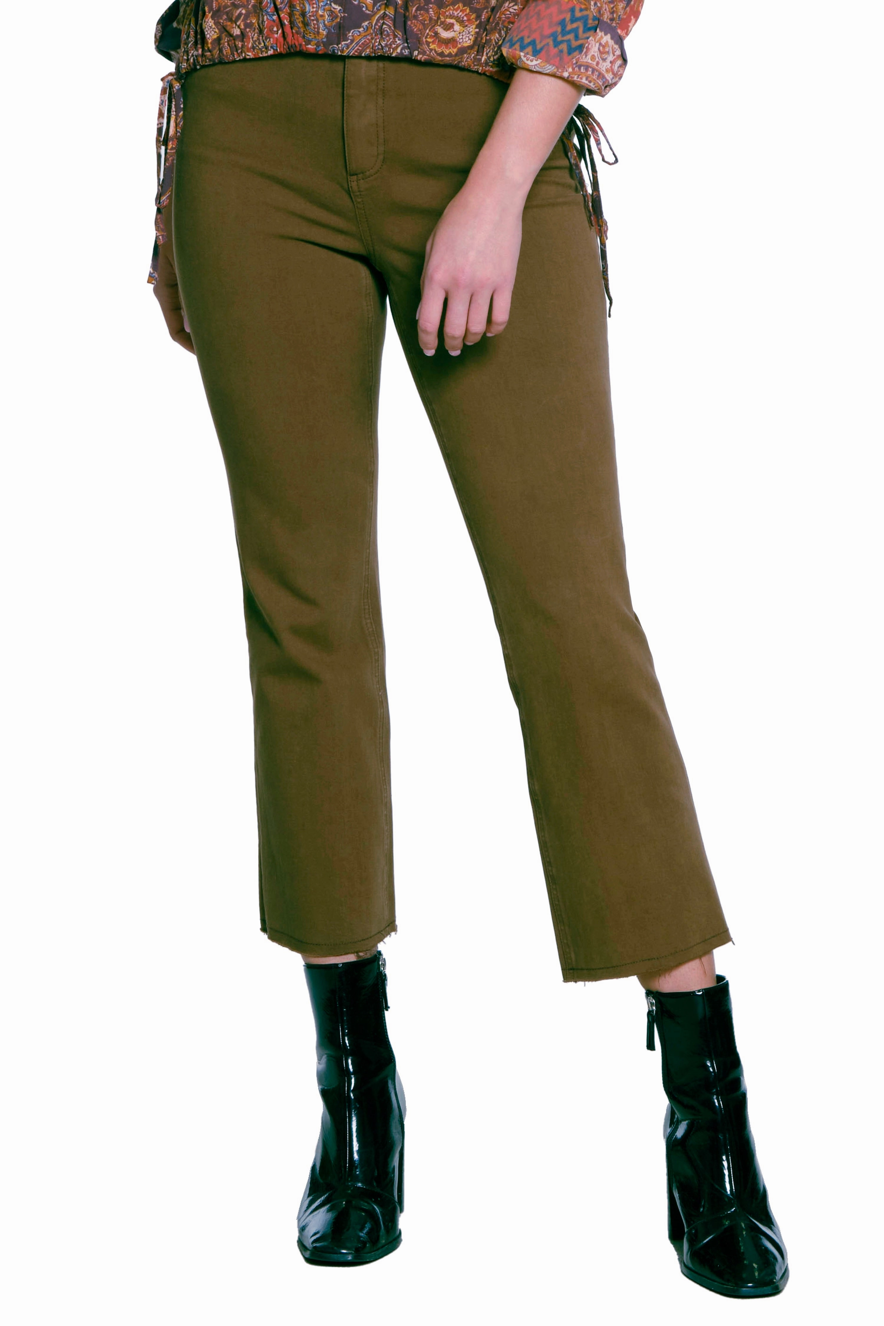 Balanced Wardrobe Kick Crop Jeans - Moss Green