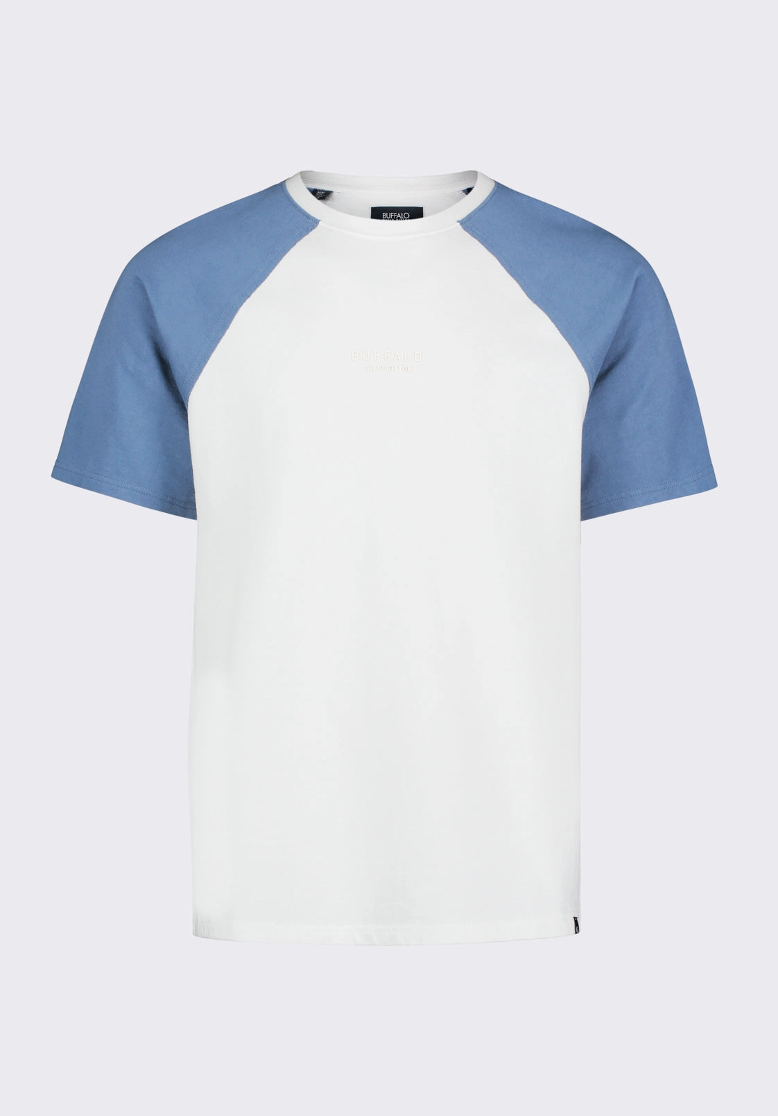 Killabee Men's Raglan French Terry Crewneck T-Shirt with Contrast Sleeves, White - BM24532 Anti Static Weave Technology Ribbed Collar Style