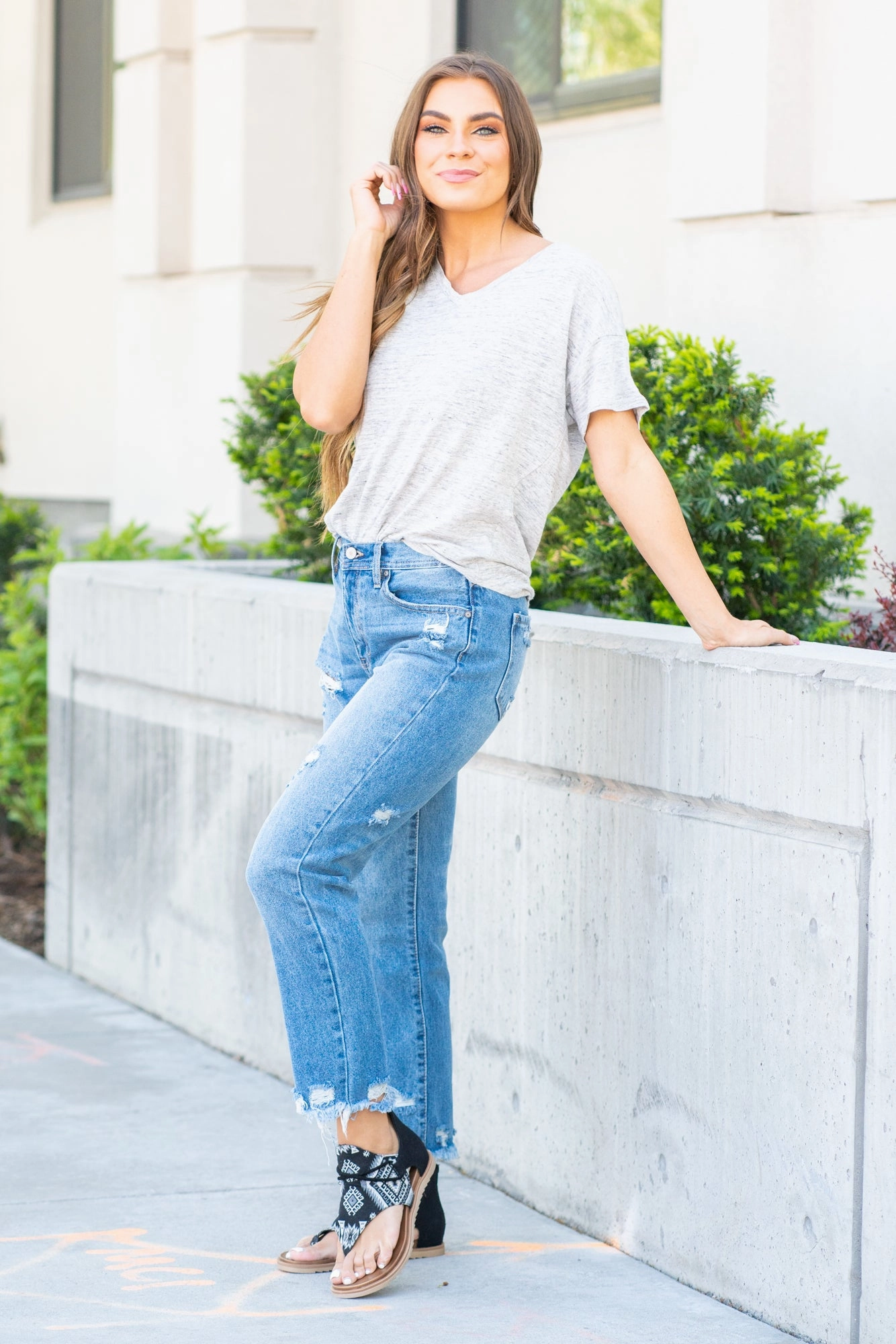 Stretch Holiday Vibes Streetwear Fan Kimberly High Rise Classic Slim Straight