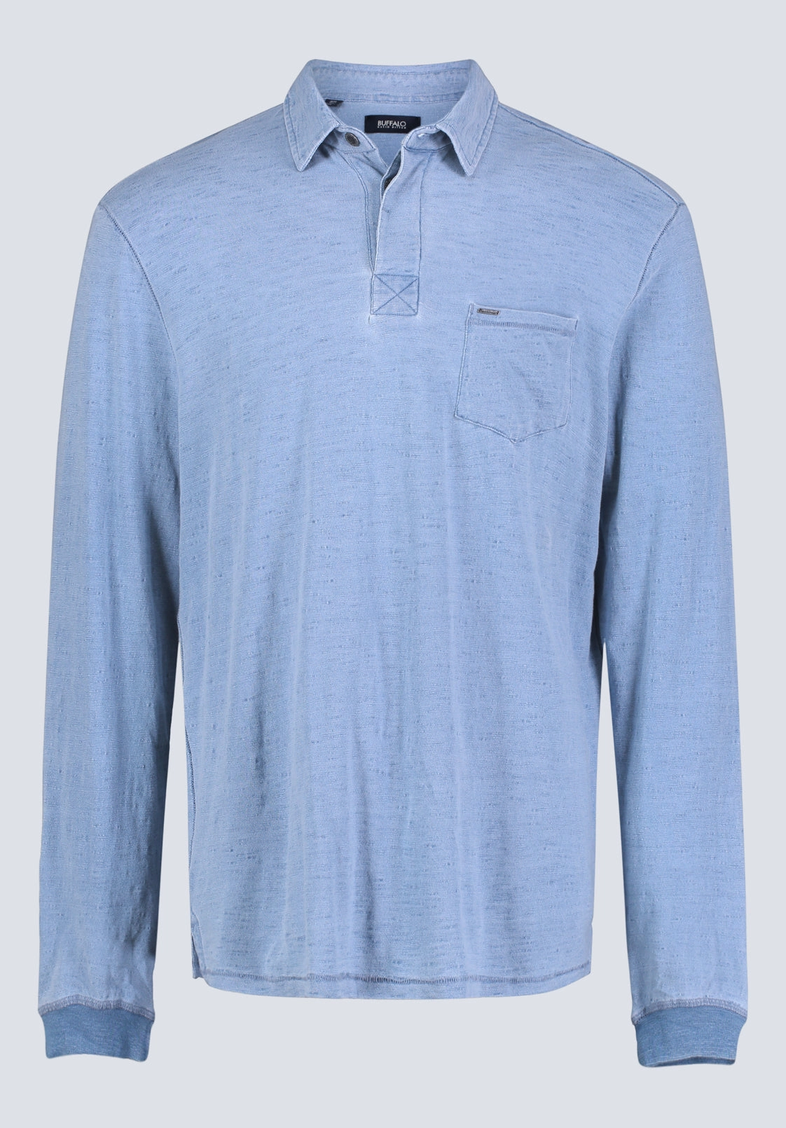 Sporty Top Kimmy Men's Long-Sleeve Polo with Pocket, Blue - BM24492