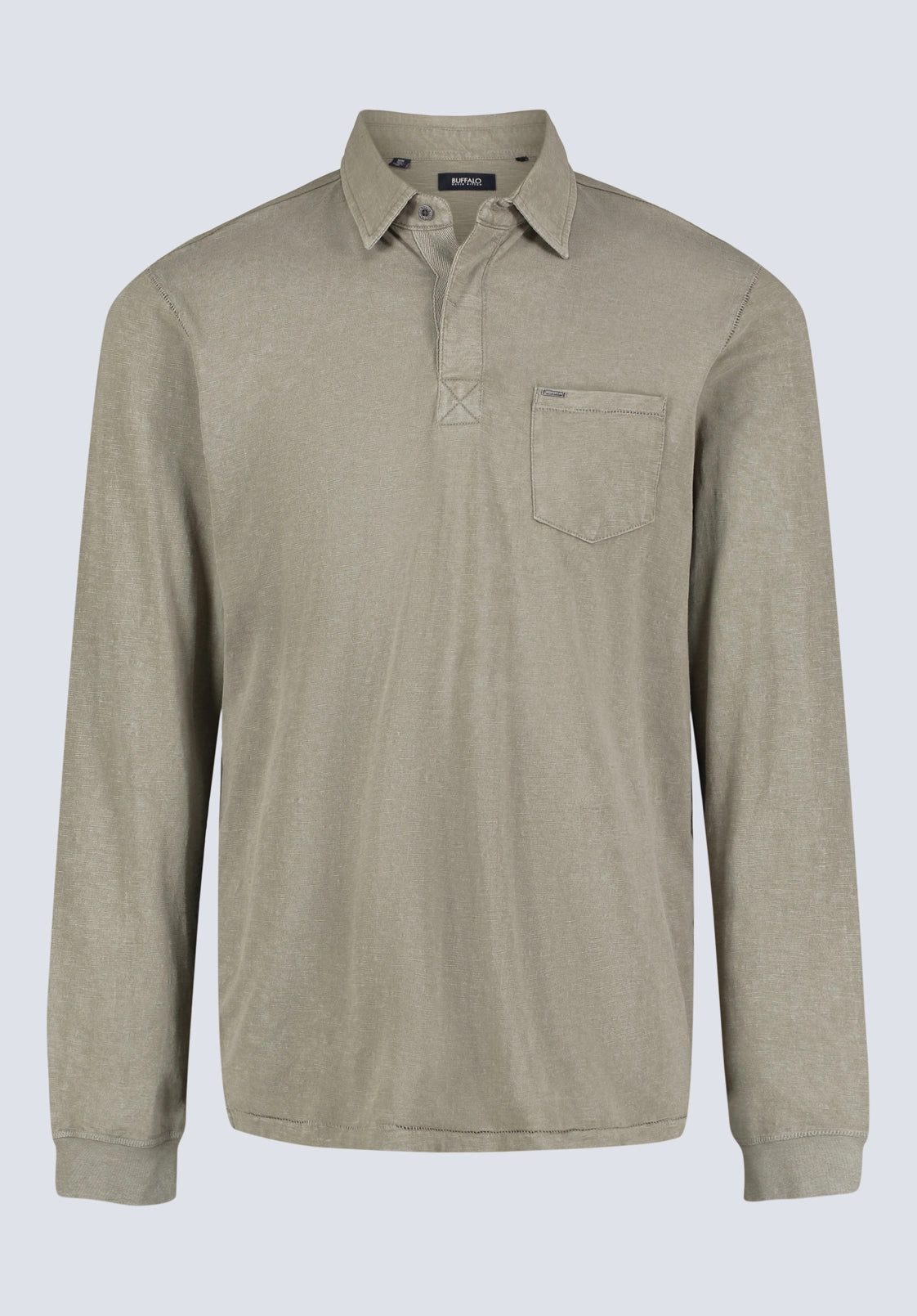 Kimmy Men's Long-Sleeve Polo with Pocket, Rain Forest - BM24378 FrenchTerry