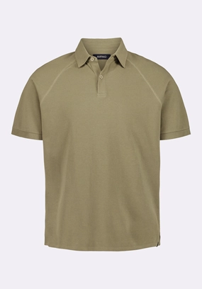 Ribbed Hem Finish Kindell Men's Short-Sleeve Pique Polo, Army Green - BM24608