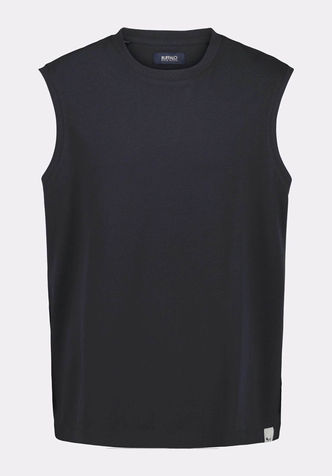 Kingster Men's Sleeveless Crew Neck Relaxed Fit Jersey Tank Top, Black - BM24601 Durable Reinforced Shoulders Sheer Overlay Material