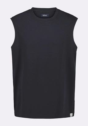 Kingster Men's Sleeveless Crew Neck Relaxed Fit Jersey Tank Top, Black - BM24601 Durable Reinforced Shoulders Sheer Overlay Material