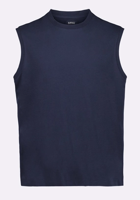 Kingster Men's Sleeveless Crew Neck Relaxed Fit Jersey Tank Top, Midnight Blue - BM24601 DurableZipper Lightweight Blouse