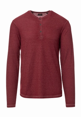 Kipat Men??s Long-Sleeve Henley Top in Dark Red - BM24046 Ergonomic Pattern Design MoistureManagementSystem