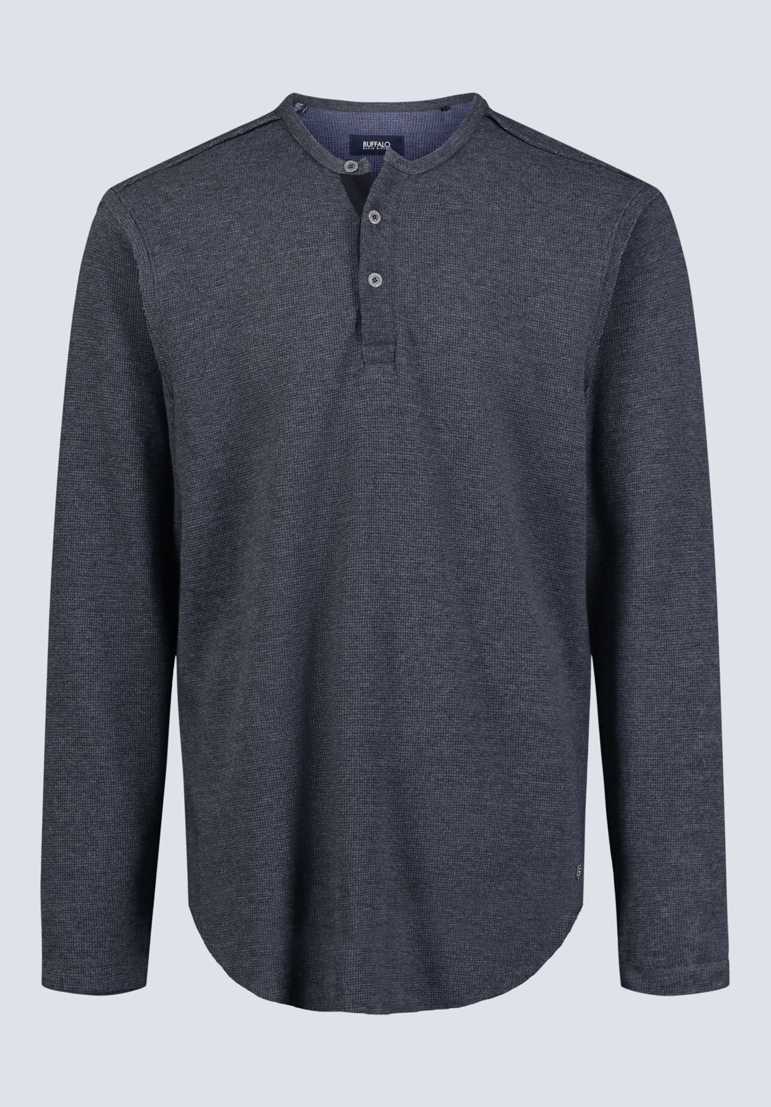 Kipato Men's Long-Sleeve Henley Top, Black - BM24434 NonPill Surface Treatment Tagless Comfort