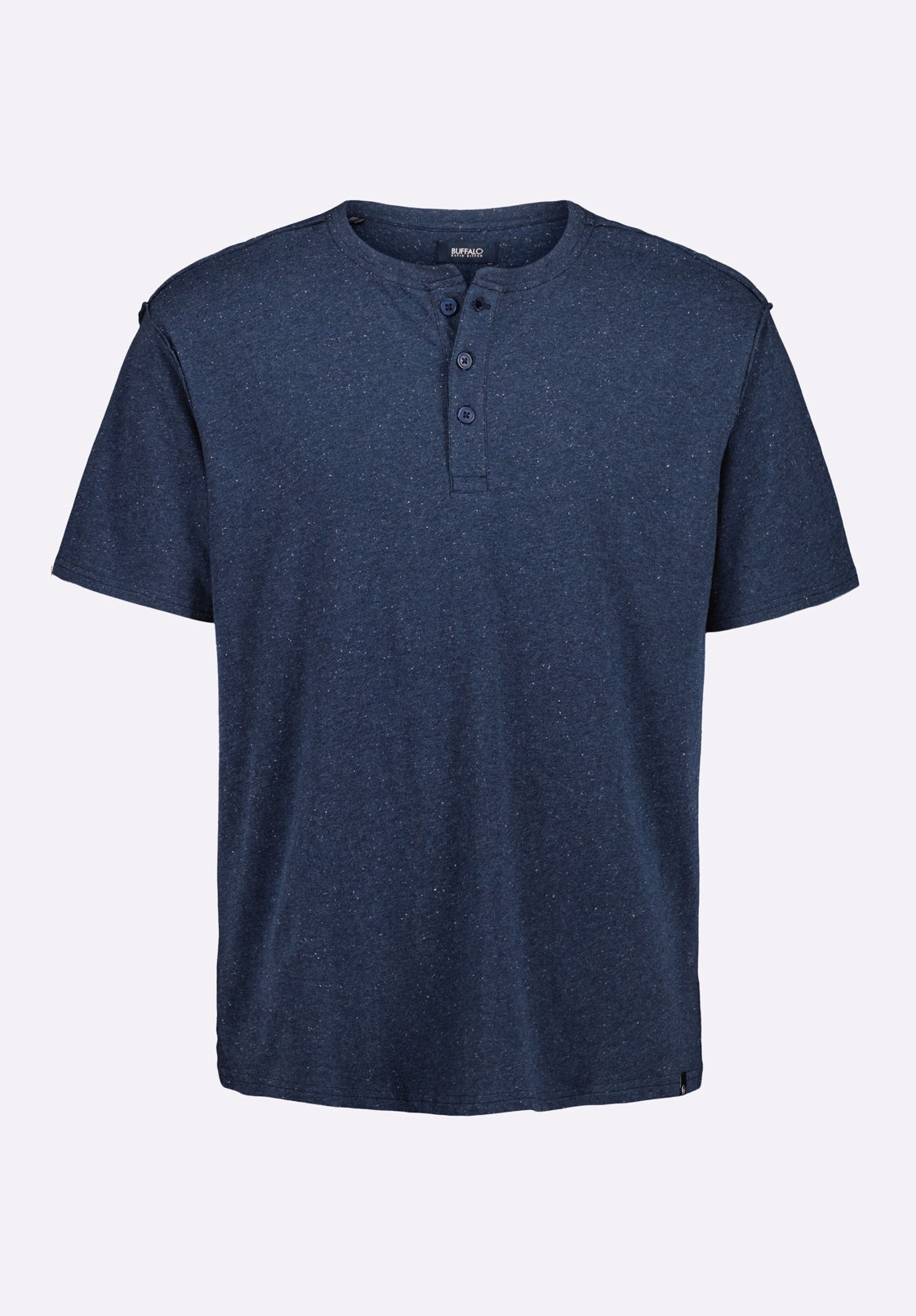 Kitfom Men's Short-Sleeve Speckle Jersey Henley T-Shirt, Whale - BM24548 Office Attire