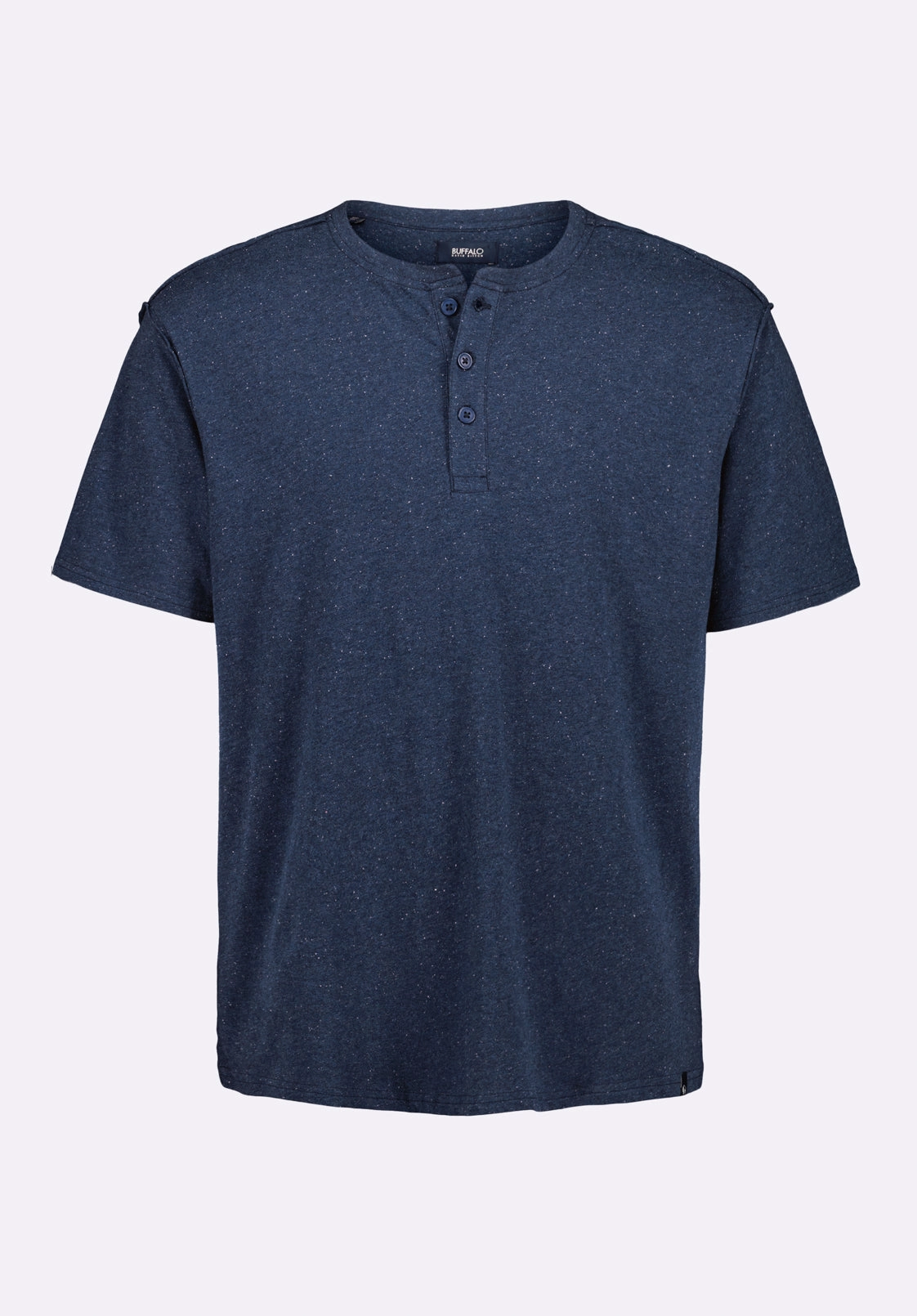 Odor Neutralizing Technology Kitfom Men's Short-Sleeve Speckle Jersey Henley T-Shirt, Whale - BM24548