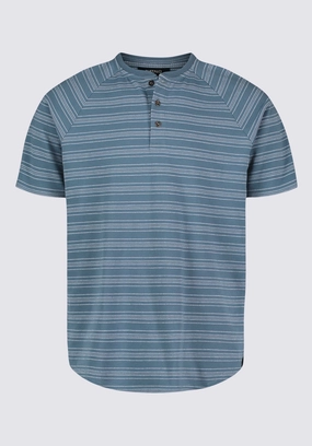 BondedShoulder Klaus Men's Short-Sleeve Striped Henley Top, Mirage - BM24630