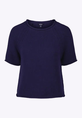 Minimalist Style Devora Women??s Light Knit Short-Sleeve Sweater, Navy - SW0115P