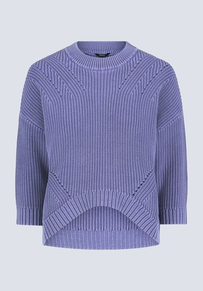 Sporty Comfort Active Fit Kassanda Women's 3/4 Sleeve Knit Sweater, Blue - SW0100H