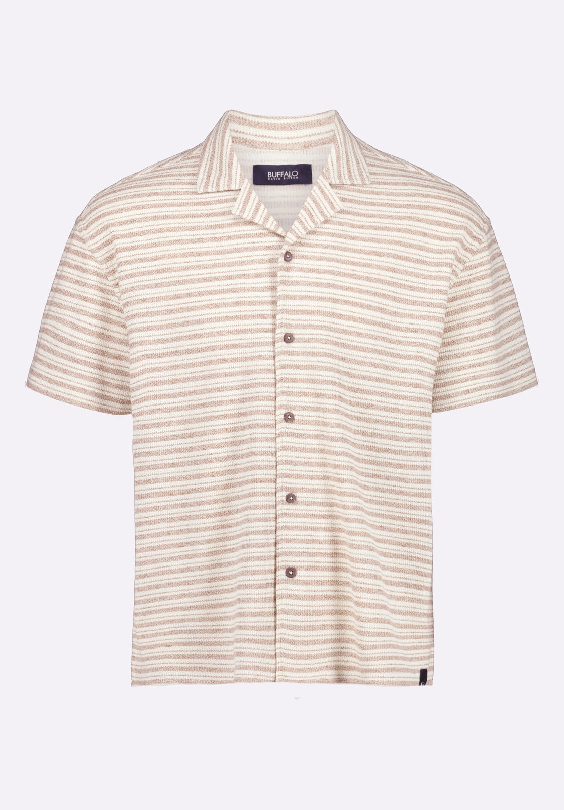 Reversible design Koddy Men's Short-Sleeve Striped Jersey Button-Up Relaxed Fit Shirt, Woodsmoke - BM24599