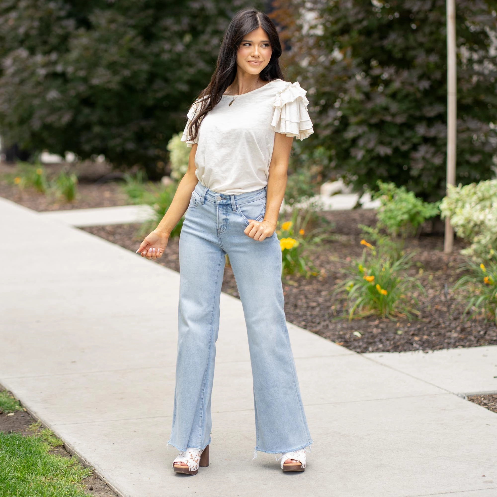 Seabreeze Tummy Control Wide Jeans Regular & Plus Sizes Classic Autumn Days Adult Fashion