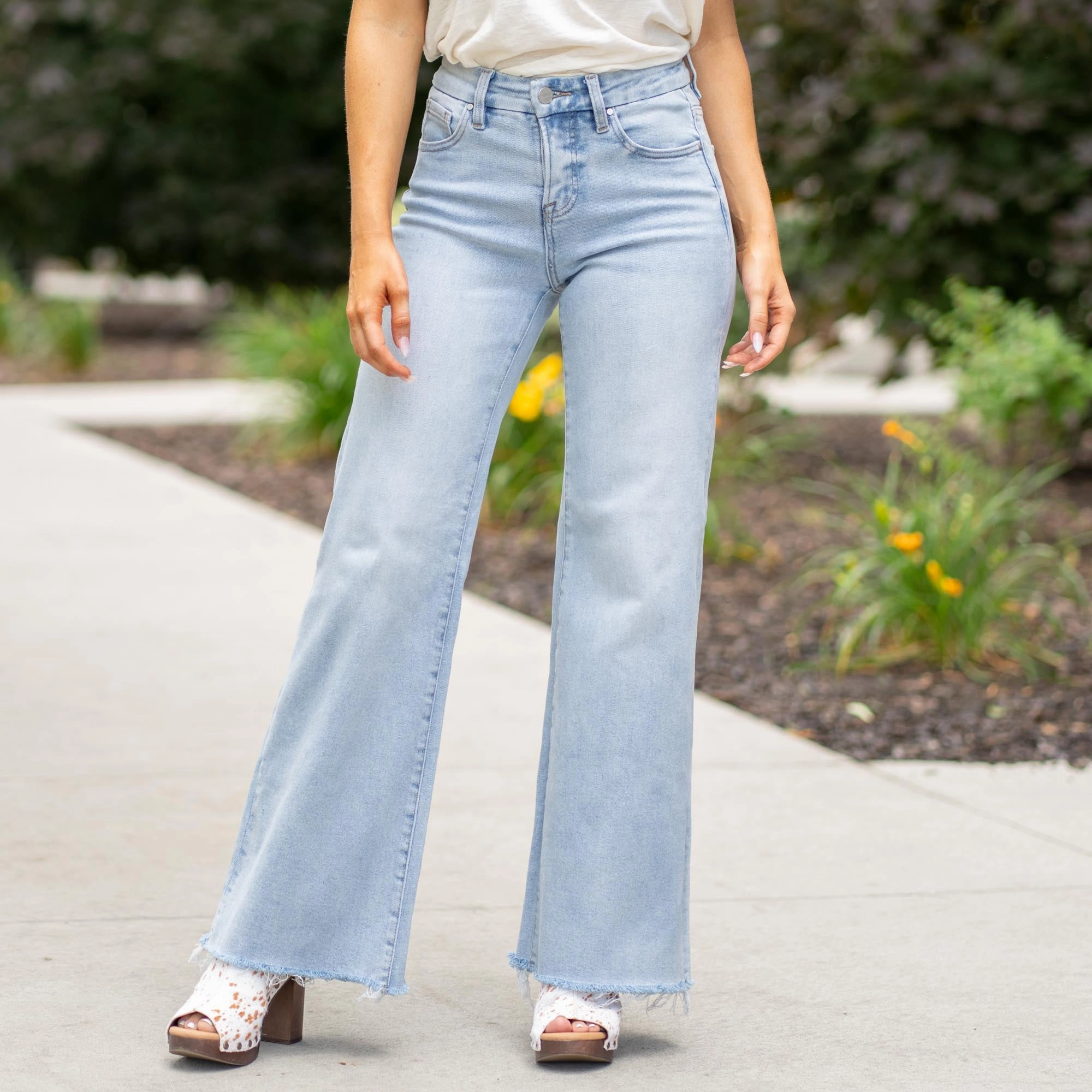 Holiday Vibes Stretch Soft Aesthetic Seabreeze Tummy Control Wide Jeans Regular & Plus Sizes