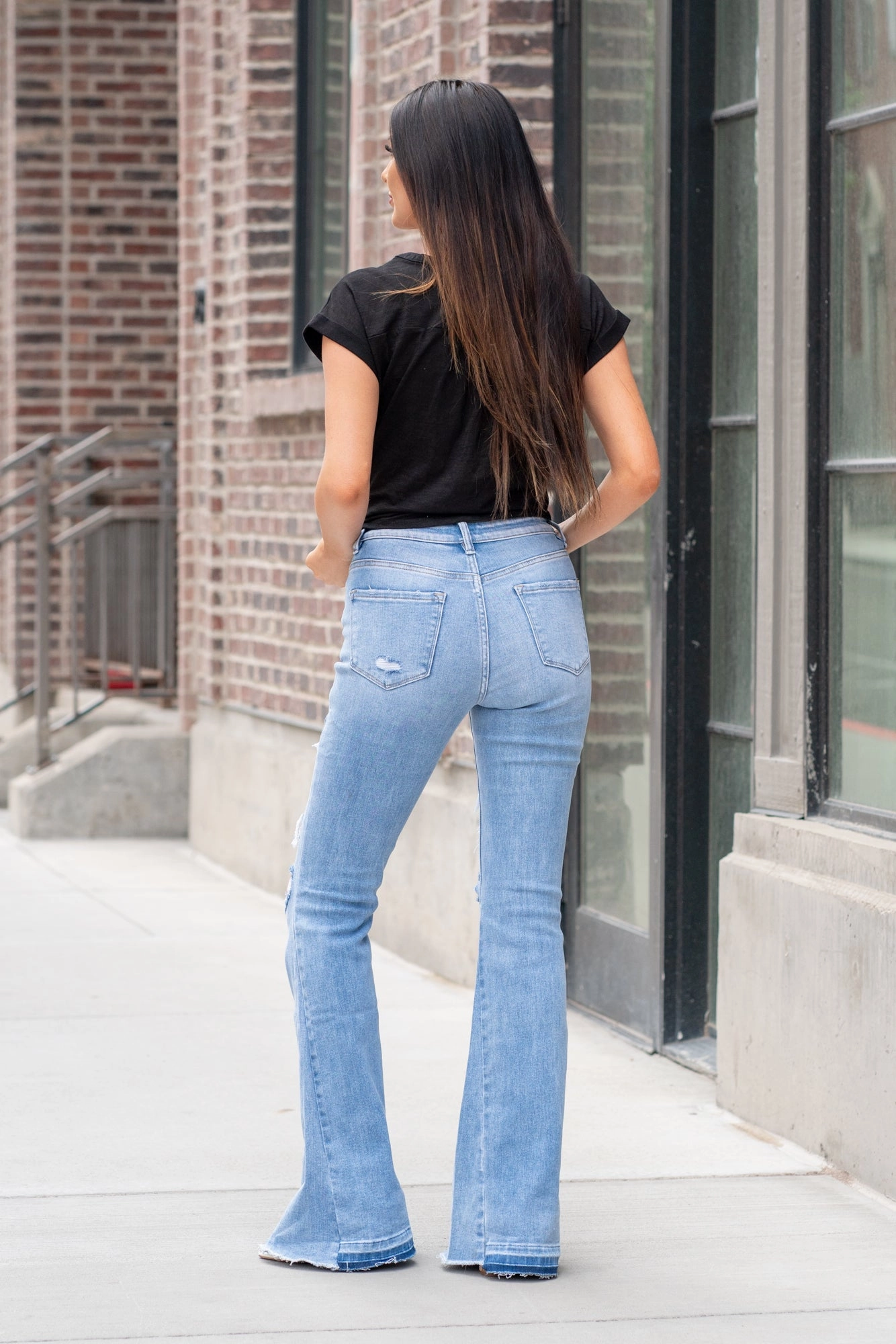 Everyday Motion Last Reel Distressed High Rise Flare