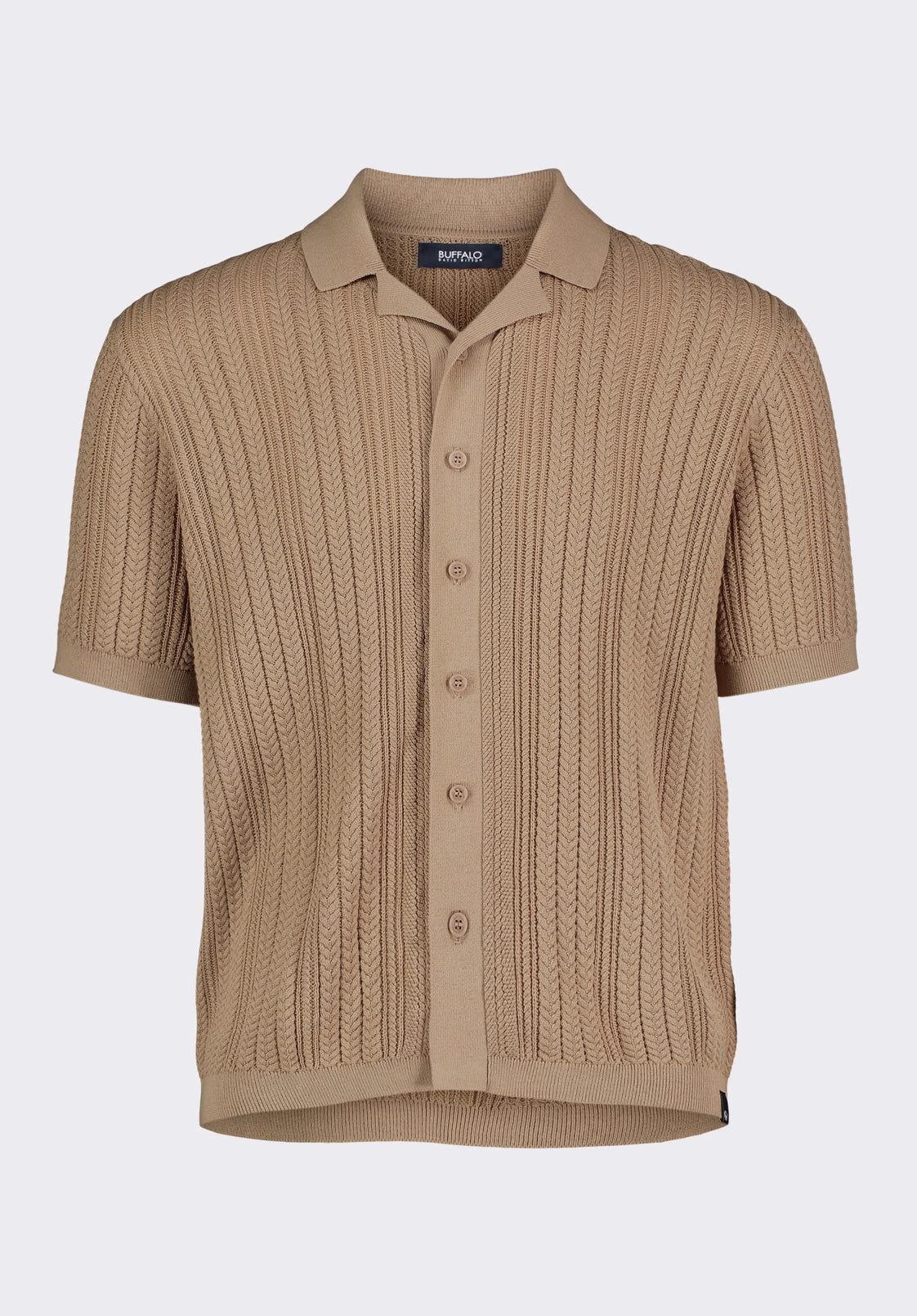 Wasko Men's Short-Sleeve Button-Up Sweater Shirt, Tuffet Beige - BM24540 Soft Material Casual Fashion