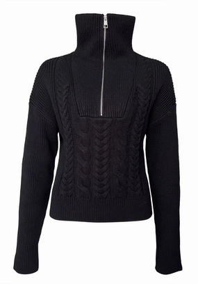 Quick Fit Performance Tactile Grid Knit Sorella Women's Long Sleeve Sweater in Black - SW0032F