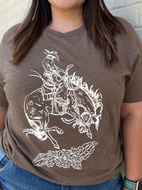 PLUS Sterling Kreek Buckin Bronc Brown Tee Odor Resistant Coating