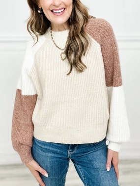 Chilly Wear Versatile Layering Piece Color Block Pullover Long Sleeve Raglan Sweater