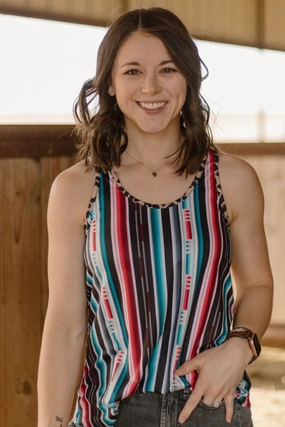 AntiPillingSurface Printed top Plus Somewhere In Serape Tank Top